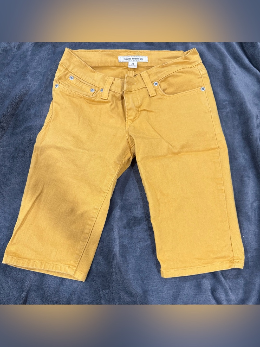 Forever 21 Yellow Mid-Length Denim Shorts